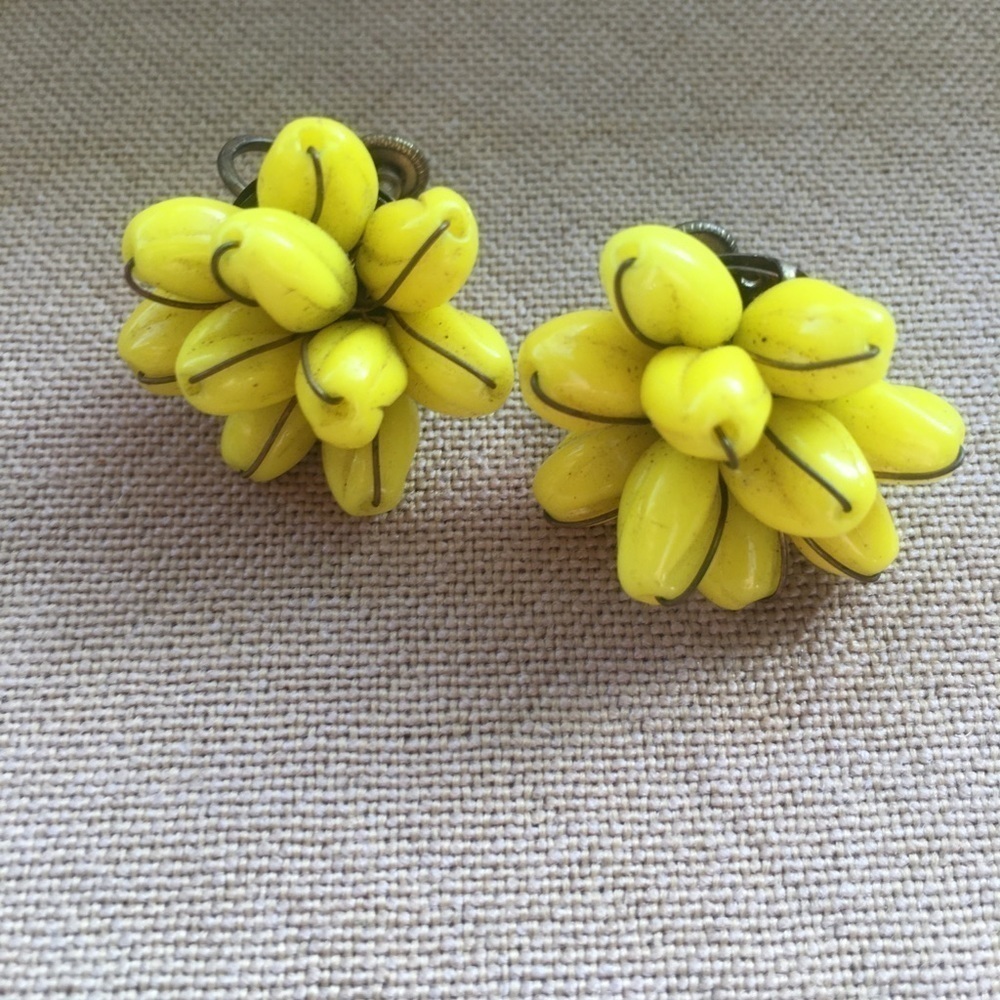 Vintage Yellow Flower Earrings Western Germany